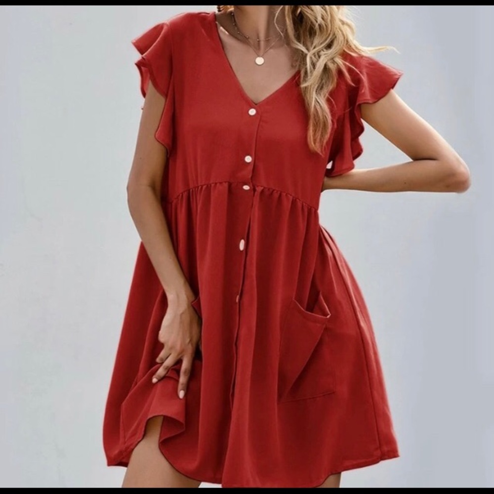 flowy red dress